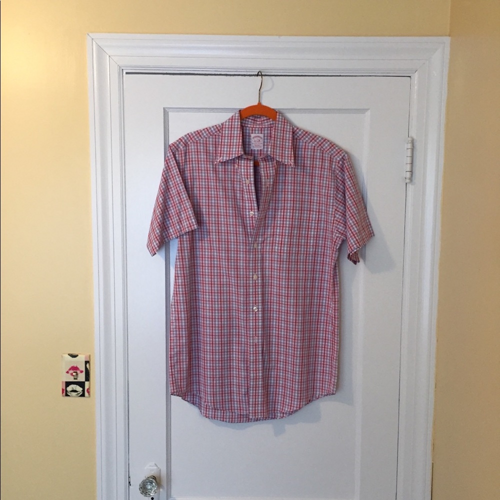 Brooks Brothers Red White Blue Plaid Check Shirt S